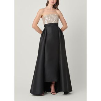 Shoshanna Midnight Tilly Sequin Mikado Combo Dress in Champagne/jet at Nordstrom, Size 8