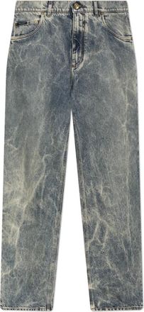 Dolce & Gabbana Jeans met vintage-effect - Heren - Regular Fit Jeans - Blauw - XL - Katoen - Jeans