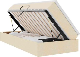 vidaXL Storage Bed with Mattress Cream 90 x 190 cm Polyester vidaXL