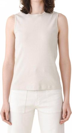PRAIRIE UNDERGROUND Sleeveless Ribbed Crewneck Tee In Oyster Organic