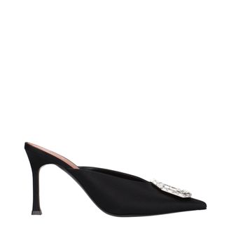 Amina Muaddi Black Satin High Heel Womens Pumps