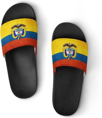 Generic Colombia Flag Shower Shoes Slipper for Women Men Beach Slippers Quick Drying Non Slip Open-Toe Sandals