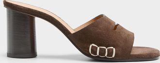 J.W.Anderson Womens Topstitched suede loafer sandals Women