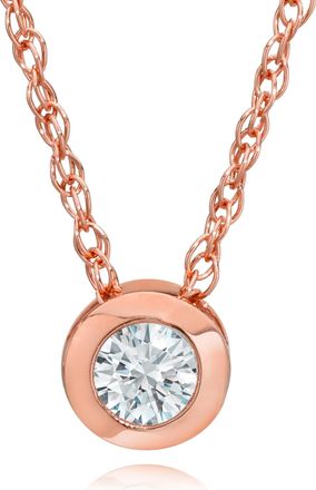 Pompeii3 1/3ct Round Bezel Solitaire Diamond Pendant Rose Gold