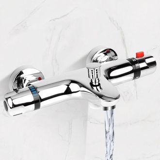 OEM Grifo Termost&aacute;tico Mural Para Ducha, Fabricado En Lat&oacute;n/cromo, Con Dos Ca&ntilde;os Y Cierre De Seguridad, Control De Temperatura De 38 &deg;c A 20-50 &deg;c