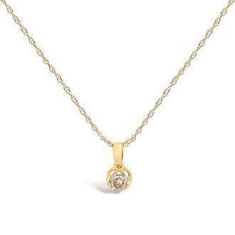 House of Brilliance 14K Yellow Gold Plated Silver 1/5 Cttw Diamond Openwork Pendant Necklace in Yellow Gold Over Silver at Nordstrom