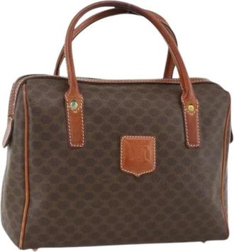 Celine Pre-owned Vintage Macadam Canvas Handtas - Dames - Vintage Handtas - Bruin - ONE Size - Leer - Vintage