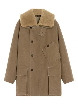 Christophe Lemaire shearling-collar parka - men - Fabric/Sheep Skin/Shearling - 52 - Neutrals