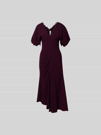 Victoria Beckham Midikleid aus Viskose-Mix in Bordeaux, Gr&ouml;&szlig;e XS/S
