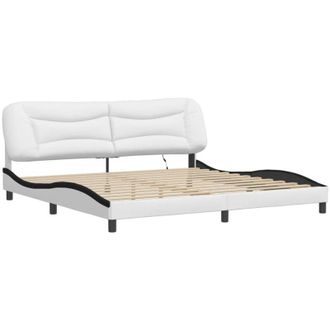 vidaXL Vidaxl - Estructura Cama Con Led Cuero Sint&eacute;tico Blanco Negro 200x200 Cm