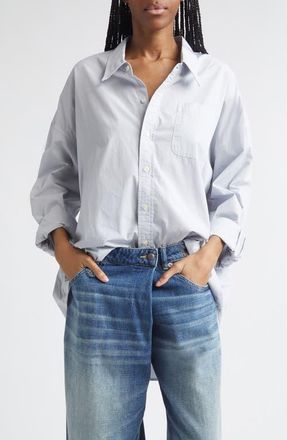 R13 Oversize Oxford Button-Up Shirt in Blue/White at Nordstrom, Size X-Small