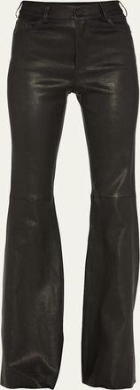 Alice & Olivia Brent High-Waist Leather Bell Pants