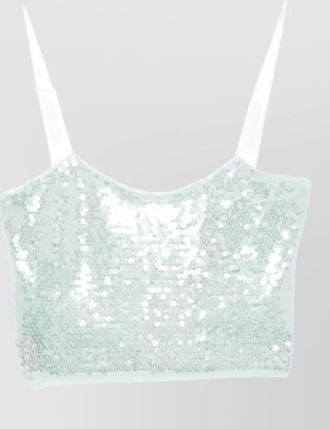 Forte_Forte sequin top spaghetti straps cropped buttons