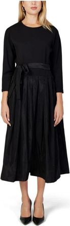 Sandro Ferrone Midi Dresses, female, Black, XS, Midi Dress Pleated Skirt SelfTie Belt
