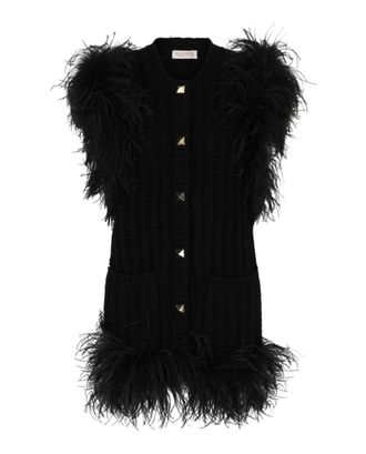 Valentino Feather-Trim Sweater Vest