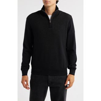 BOSS Illario Quarter Zip Sweater in Black at Nordstrom Rack, Size X-Large