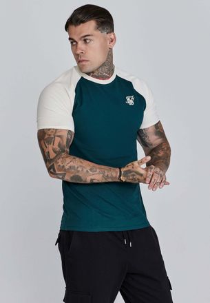 Siksilk T-Shirt SIKSILK Siksilk T-Shirt Raglan T-Shirt, Herren, Gr. L, gr&uuml;n, Obermaterial: 95% Baumwolle CO. 5% Elasthan EL., Shirts T-Shirt