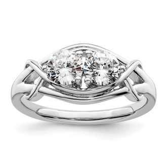 Diamond2Deal Sterling Silver Rhodium-plated Cubic Zirconia Ring