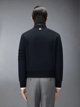 Thom Browne Mens Zip Up Bomber Jacket Merino Navy Blue