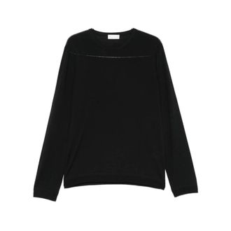 Roberto Collina Round-neck Knitwear, male, Black, Size: 5XL Crew-neck Sweater