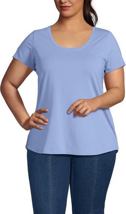 Lands End Plus Size Short Sleeve Lightweight Jersey Scoop Neck T-shirt in Light Sea Blue at Nordstrom, Size 1X