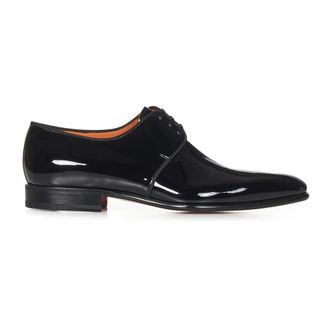 Santoni Zwarte Derby Veterschoenen - Heren - Nette schoenen - Zwart - 40 1/2 EU - Schoenen