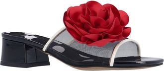 J. Rene&eacute; Myla Block Heel Sandal in Black/White/Red at Nordstrom, Size 10.5