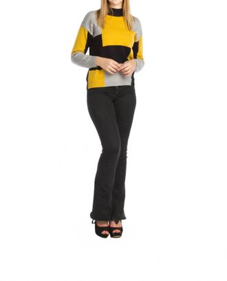 Papillon Color Blocked Knit Sweater In Mustard