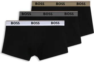 BOSS Three-pack of cotton trunks with logo waistband