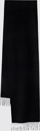 Max Mara Two-Colour Pure Wool Scarf with Embroidered Monogram and Fringes