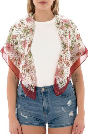 MARCUS ADLER Floral Polka Dot Square Scarf in Red at Nordstrom Rack