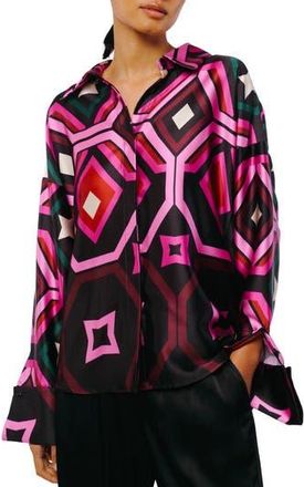 Ciebon Lariza Printed Button-Up Shirt in Black Multi at Nordstrom Rack, Size X-Small