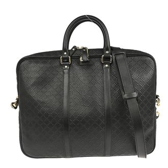 Gucci Diamante Bright Briefcase Leather Black Leather Briefcase Bag (Pre-Owned)