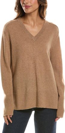 Fort&eacute; Cashmere Hi Low Easy V-Neck 100% Cashmere Sweater