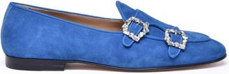 Edhen Milano Blue Suede Leather Womens Loafers