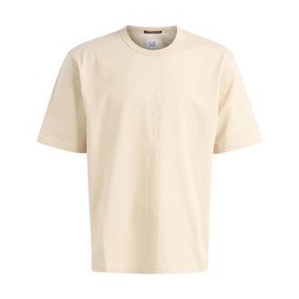 C.P. Company T-Shirts, male, Beige, Size: XL Twisted Short Sleeve Logo T-Shirt