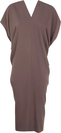 Maison Margiela Kleedjes, Dames, Bruin, M, Midi jurk met V-hals