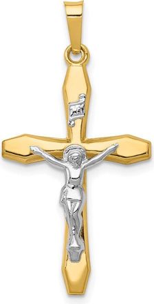 Diamond2Deal 14k Two-tone Gold Polished INRI Crucifix Pendant