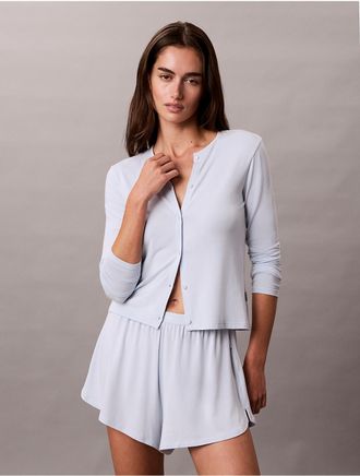 Calvin Klein Womens Ultra Soft Modal Cardigan - Light/Pastel Blue - XL