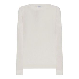 Brunello Cucinelli Truien & Vesten, Dames, Beige, M, Kasjmier, Trui met ronde hals