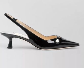 Jimmy Choo London pearl detail kitten heel pointed toe pumps