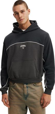 Cotton On Mens Cropped Fit Graphic Hoodie in Washed Black Studio at Nordstrom, Size Xx-Large