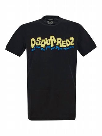 Dsquared2 Mens Waving Logo Graphic Cotton T-Shirt In Black
