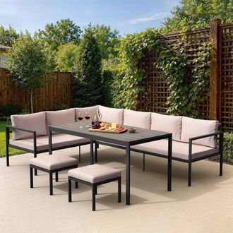 VonHaus Aruba 7 Seater Garden Furniture Dining Set in Grey | Size: 1 Pack