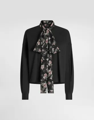 Dolce & Gabbana Poplin Shirt With Scarf - Woman Shirts And Tops Black 40