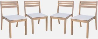 Sweeek Silla De Jard&iacute;n De Madera De Acacia Con Coj&iacute;n, Set De 4