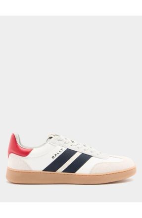 Bally Retro Crest Sneaker in Plain Leather in White/swiss Red at Nordstrom, Size 37.5
