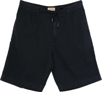 Woolrich Shorts met trekkoord en plooien - Heren - Korte Broeken - Blauw - M - Katoen - Korte Broeken