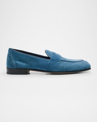 Brioni Mens Suede Penny Loafers
