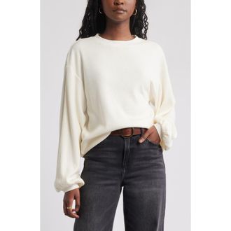 Treasure & Bond Blouson Sleeve Waffle Knit Top in Ivory Egret at Nordstrom Rack, Size X-Small
